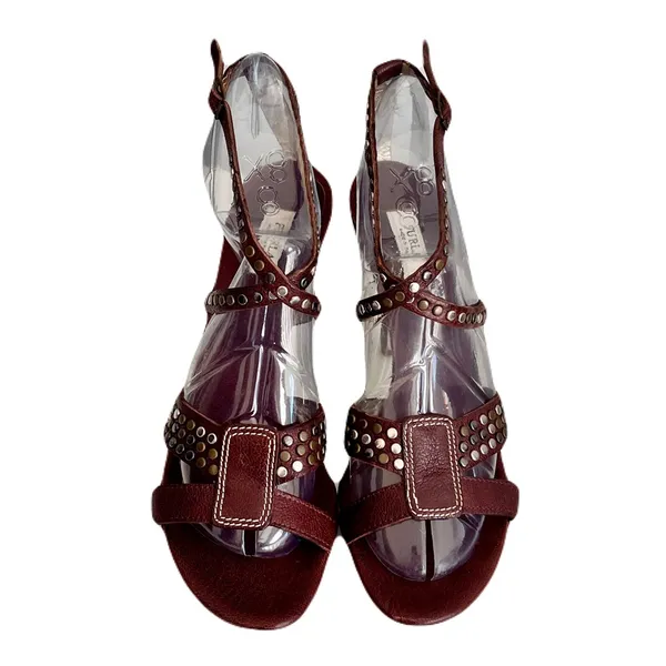 Furla Brown Leather Studded Strappy Heeled Sandals, Size 39 - Image 4