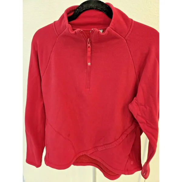 T by Talbots Red Crimson Pullover Sweatshirt Crew Neck Long Sleeve Womens Size L - Image 2