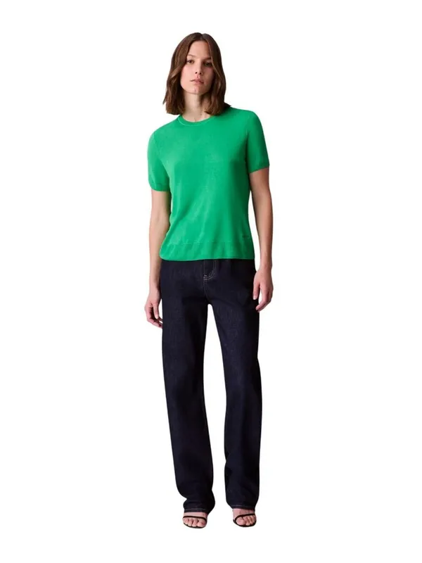 NWT Calvin Klein Fine Gauge Lightweight Short-Sleeve Sweater Blossom Green M - Image 4