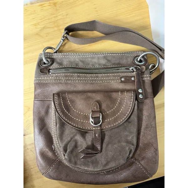 Vintage Fossil Liberty Crossbody Bag‎ Purse Brown Genuine Leather Adjustable - Image 6