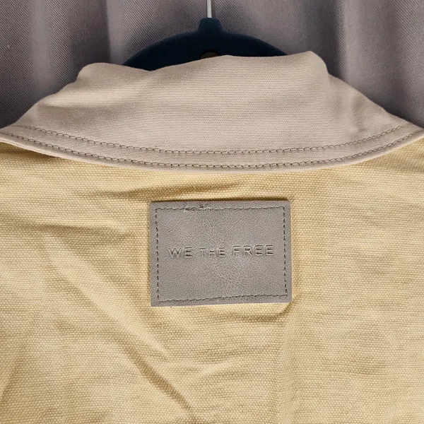 We The Free People Womens Double Cream Lemon Denim Jacket Large Barn‎ Chore Hemp - Image 5