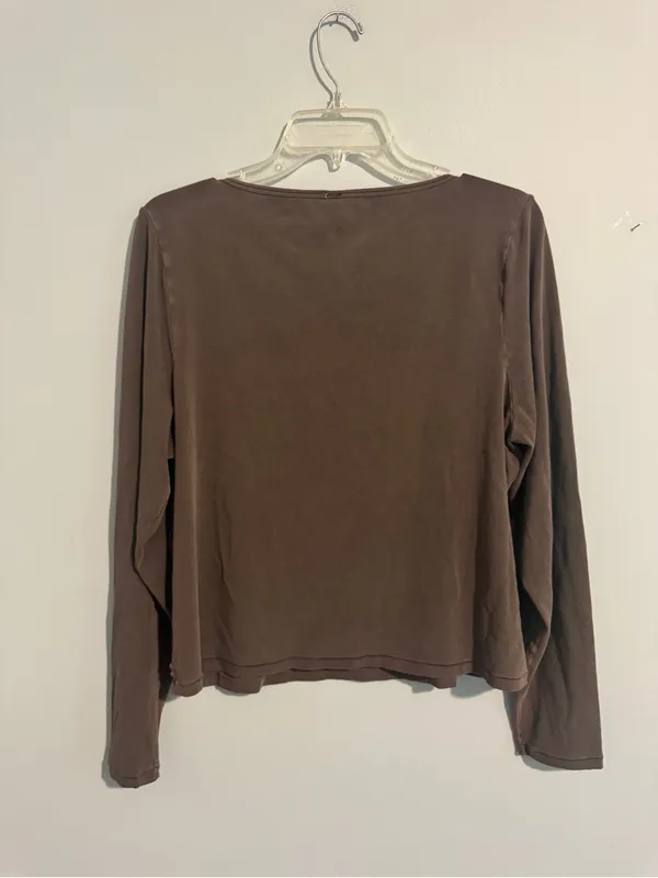 SKIMS Scoop Neck Long Sleeve Top in Chocolate Brown- 3X - Image 5