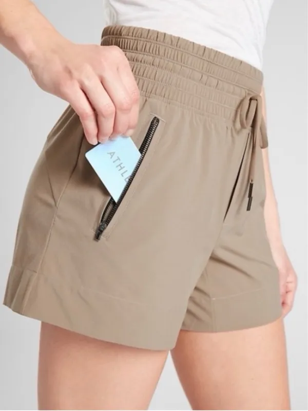 Athleta Women’s Camden Shorts 5” Lightweight Outdoor in Tan Khaki 6 - Image 2