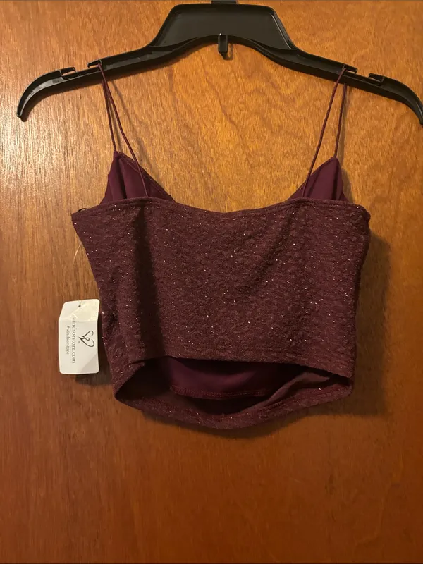 Windsor Sparkle Maxi Skirt with matching cowl neck shirt set Burgundy- Small - Image 5