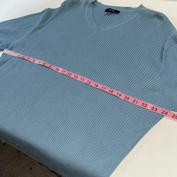 Imperfect Y2K vintage sweater 2002 Gap XXL‎ 100% cotton vneck ribbed XXL sweater - Image 4