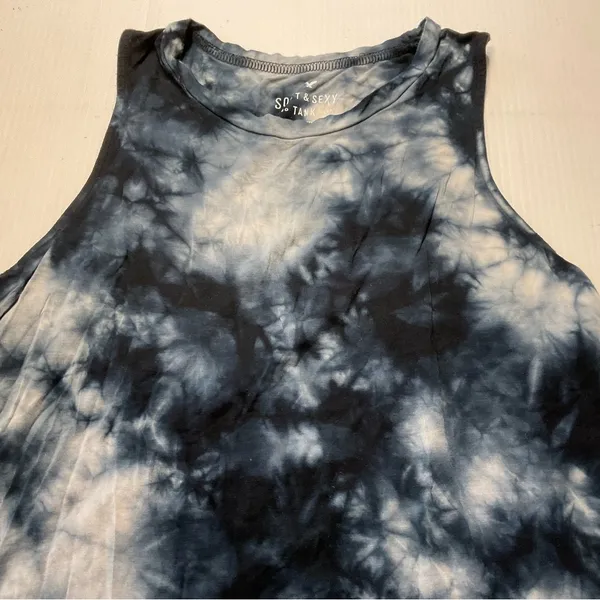American Eagle Soft & Sexy Drapey Tank Tie Dye Black White Women Sz S - Image 2