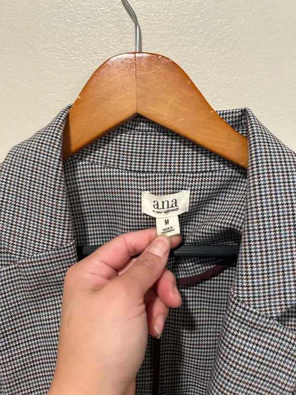 Houndstooth print blazer Gray Size M - Image 3