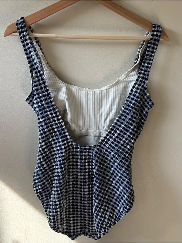 Mainstream Vintage One-Piece Navy and White Gingham Swimsuit - Image 5