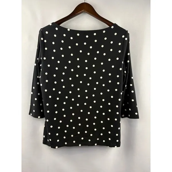 Women’s Ann Taylor Factory Large Black w/ White Polka Dot Blouse - Image 3
