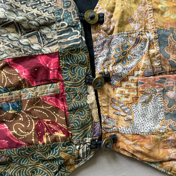 Vintage Batik Patchwork Vest Multiple Size M - Image 3