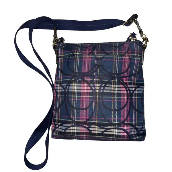 COACH‎ Poppy Tartan Plaid Signature Messenger Bag Crossbody Preppy Fall Luxury - Image 4