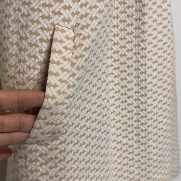 Tyler Boe Kim Dress XS Cowl Neck beige White Geometric 3/4 Sleeve Pocket Dress‎ - Image 8