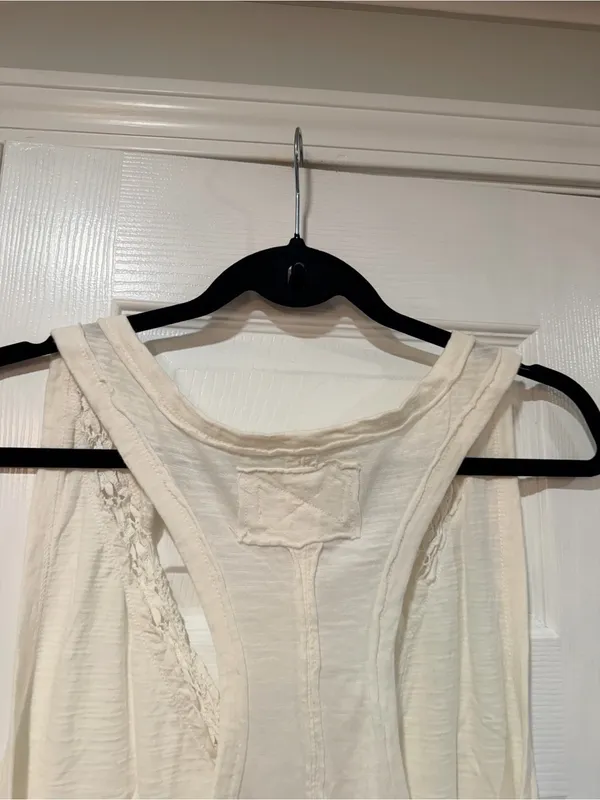 NWOT Free People We The Free Size L Cream Crochet Trim Racerback Layer Tank Top - Image 7