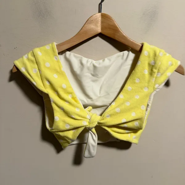 Beach Bunny Polka Dot Lemon Tie Crop Bikini Swim Top- Size Small - Image 8
