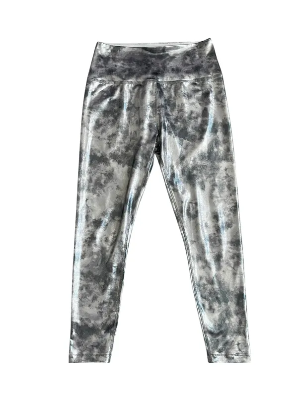 Beyond Yoga High Waist Tie Dye Midi Length Foil Gray Tie Dye Foil Size M - Image 3