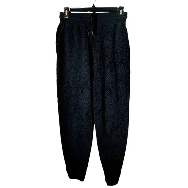 Rails Pants Women XS Black Velvet‎ Tie Oakland Black Flocked Cobra Joggers - Image 2