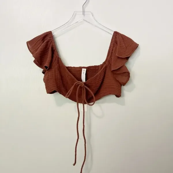 NWT ANTHROPOLOGIE The Jerry Cinched Top‎ Brown - Image 2