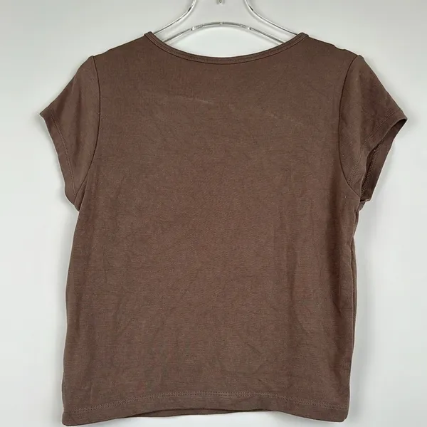 PS Basics by Pacsun Nicole Baby Short Sleeve Crew Neck Brown T-Shirt Medium Y2K - Image 7