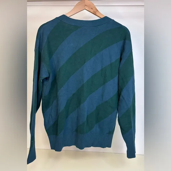 The Drop Striped Blue and Green Cardigan sz Med - Image 4