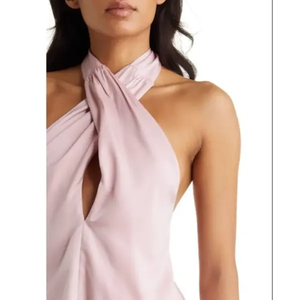 VICI COLLECTION Womens Satin Crossover Halter Neck Top Sleeveless Sz M (b32) - Image 3