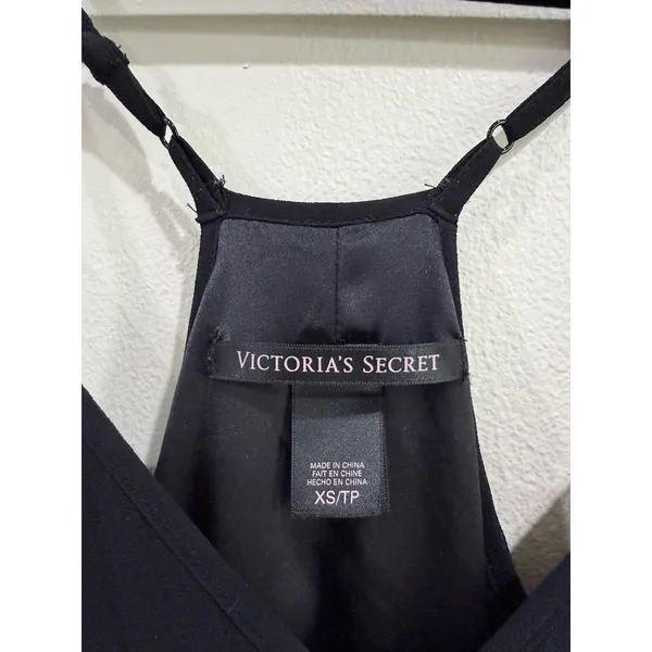 Victoria's Secret Black Pleated Maxi Dress Racerback V-Neck XS - Image 4