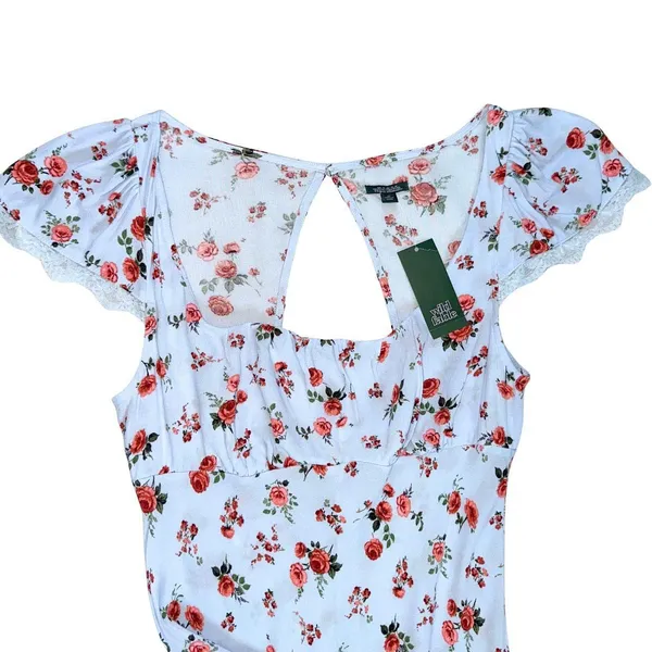 Wild Fable Floral Baby Blue Maxi Dress Medium Cottagecore Grandmacore Coquette - Image 5