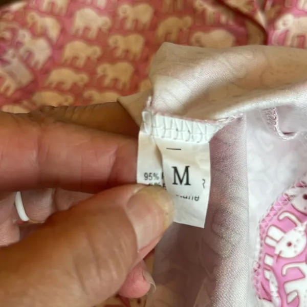 Pink Elephant Buttoned Collar Pajama Top Size M - Image 5