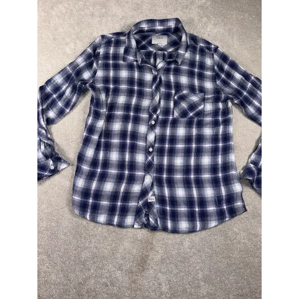 Rails Hunter‎ Shirt Womens Large Blue Patriot Sky Plaid Button Long Sleeve Top - Image 4