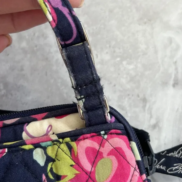 Vera Bradley‎ Mini Hipster Crossbody RIBBONS Winter 2012 Navy Blue Floral Pink - Image 7