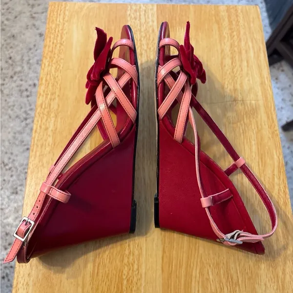 L.K. Bennett red heel red bow with sling back strap 9.5 Pink - Image 4