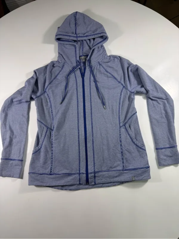 Talbots Blue and White Hooded Zip - Image 2