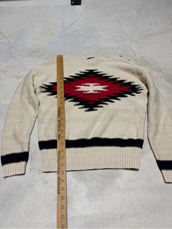 Ralph Lauren jeans co Cream Aztec Pattern Knit Sweater medium - Image 8