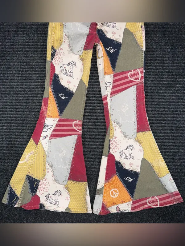 RARE Wrangler x Lainey Wilson Patchwork Sundown Flare Jeans Bell Bottoms 27x32 - Image 6