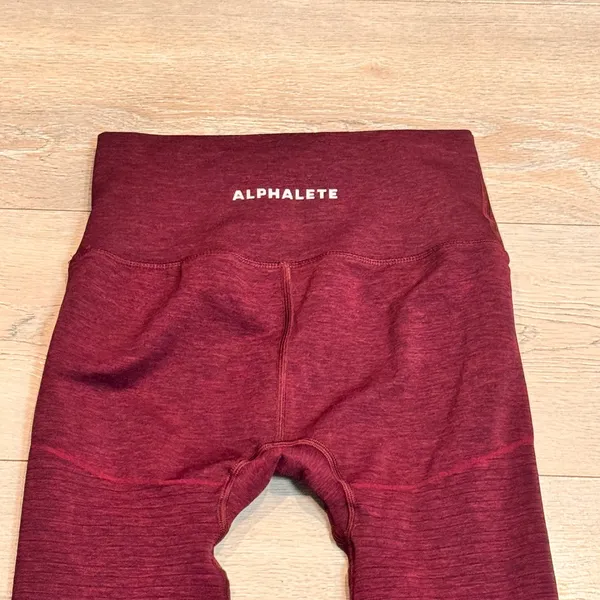 Alphalete Revival‎ High Waisted Ribbed Leggings Burgundy Size Medium Workout - Image 4