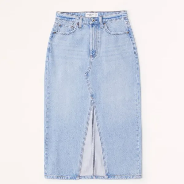 NEW Abercrombie & Fitch front slit denim midi skirt women’s plus size 18 / 34 - Image 2