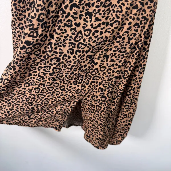 Reformation‎ Lena Leopard Print Open Back Mini Dress Tan Black Slit Womens 2 - Image 5