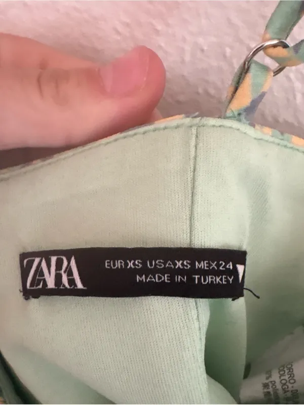 Zara Pastel Floral Ruching Crop Cami in Light Green and Blue - Image 3