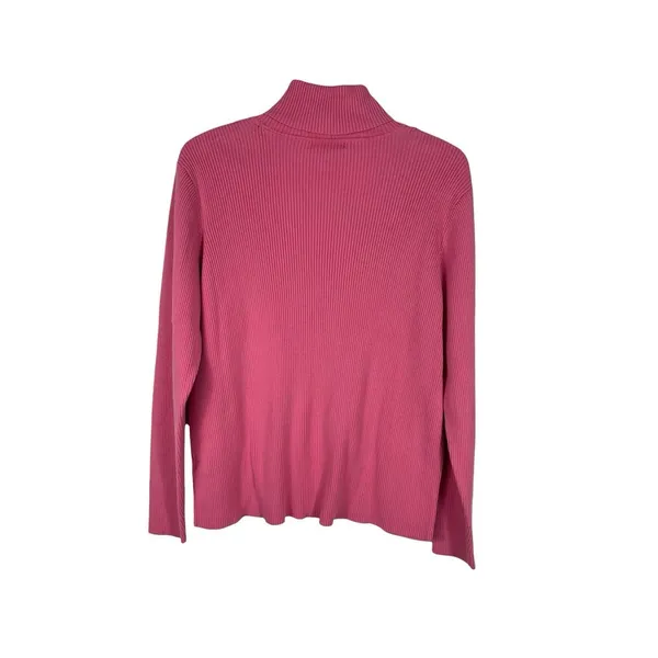Lauren Ralph Lauren Sweater XL Pink TurtleNeck Ribbed Knit LRL Logo Pullover - Image 3