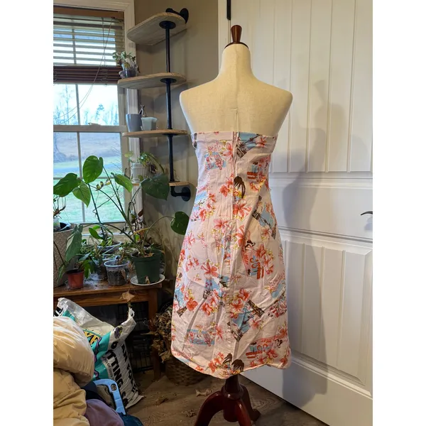 Peep Studio Pink Floral Tropical Resort Beach Strapless Dress Size Small‎ - Image 2