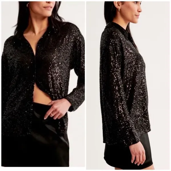 Abercrombie and Fitch Sequin Button Down Top Size XS - Image 2