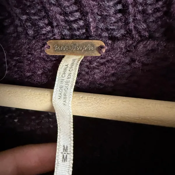 Free People Brown Fair Isle Split Turtleneck Wool Knit Winter Sweater M - Image 9