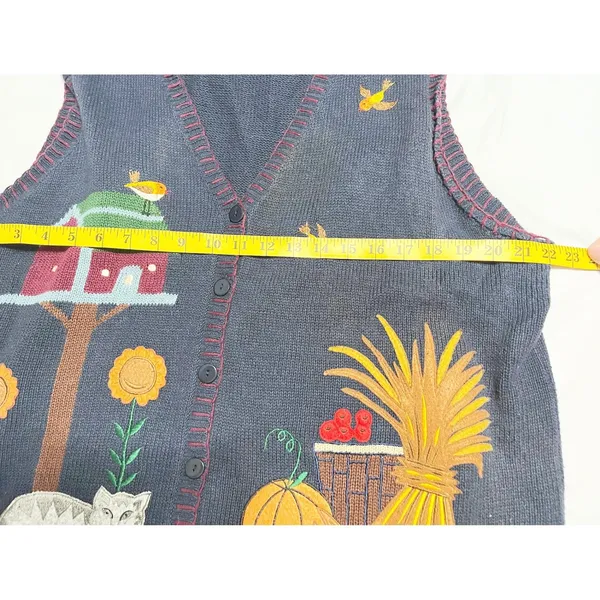 Capacity Vintage Womens 2X Sweater Knit Vest Novelty‎ Teacher Fall Cat Sunflower - Image 7