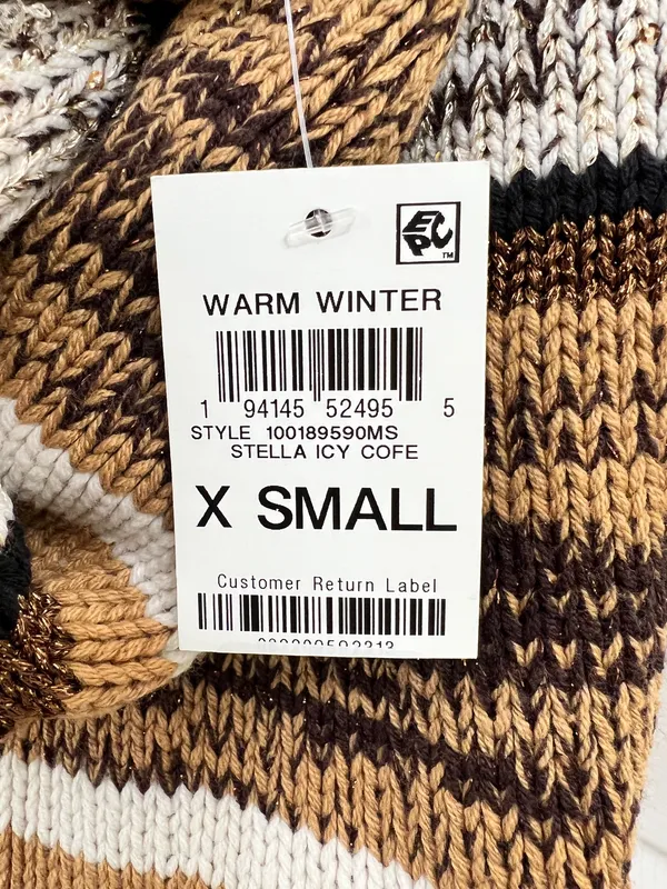 Style & Co. Striped Crewneck Sweater in Mustard, Brown & Cream size XS - Image 6