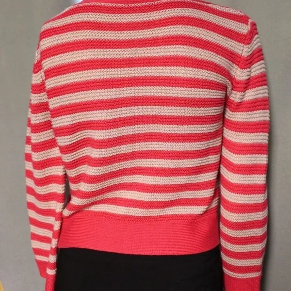 Theory Striped Pink Button-Up‎ Sweater Size M - Image 3