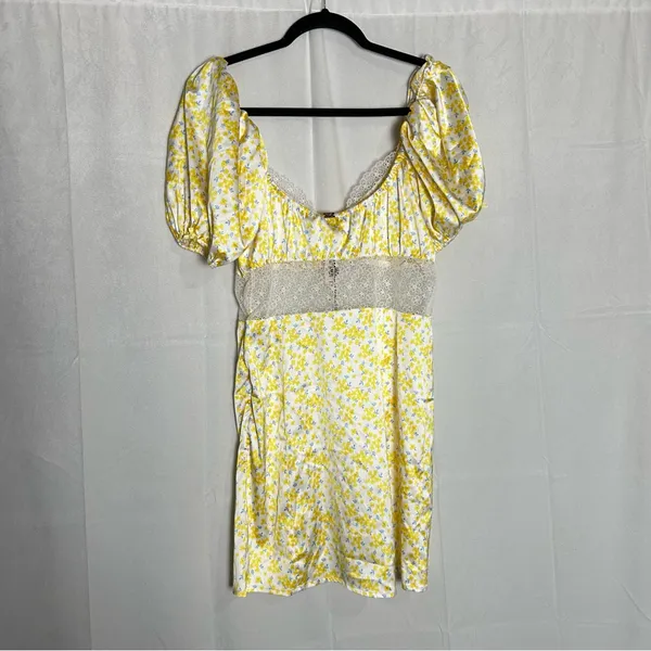 NWT For Love And Lemons Daffodil X Victoria’s Secret Mini Dress Yellow Floral S - Image 4