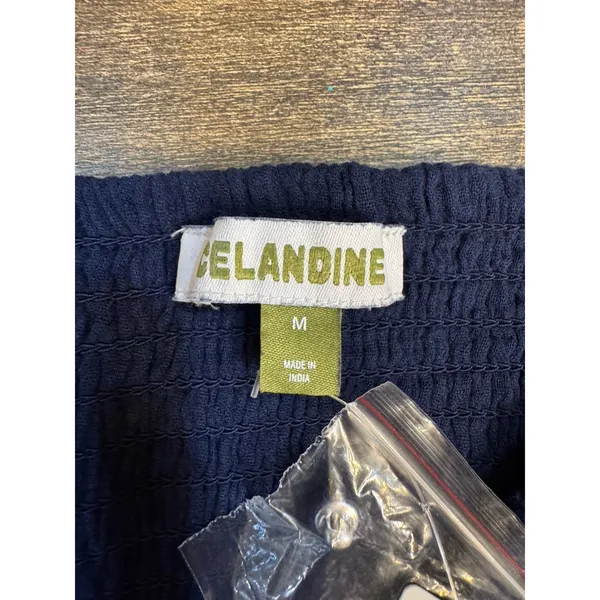 Pilcro Anthropologie Celandine Smocked Crop Top Blue‎ Size Medium Peasant Boho - Image 7
