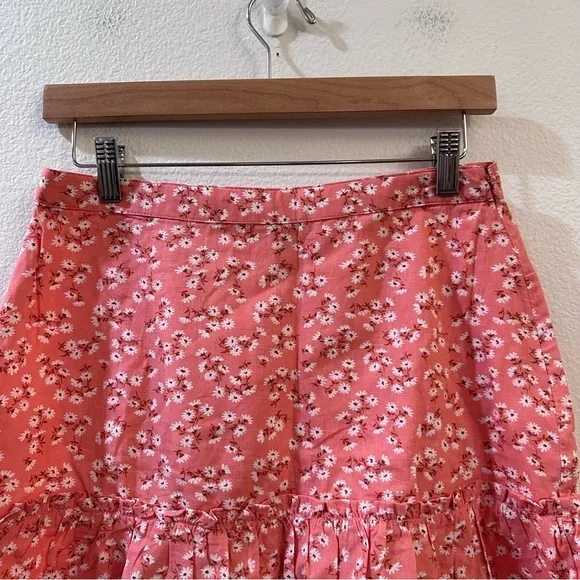 Billabong x Salty Blonde Upside Pink Floral Print Ruffle Linen Mini Skirt‎ - Image 5