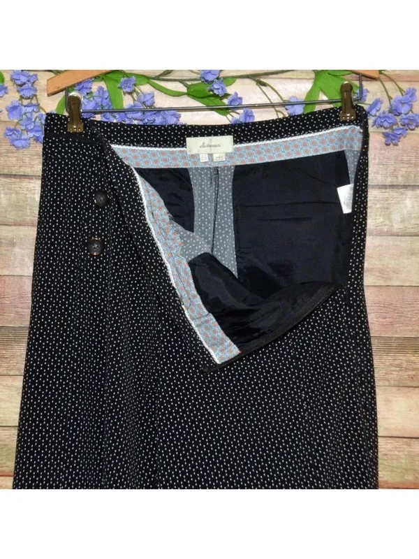 Elevenses Anthropologie Kingsland Pants Black White Dot Wide Leg Sailor Size 8 - Image 5