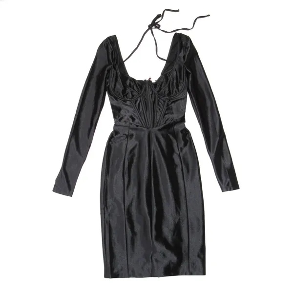 NWT House Of CB Grazia in Black Disco Satin Corset Fitted Mini Dress S Plus Cup - Image 6