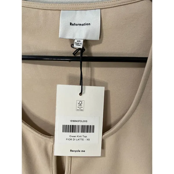 NWT Reformation Owen Knit Top Fior Di Latte Cream XS - Image 3